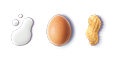 Image of peanut, egg and milk together