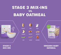 Graphic showing comparison of the allergens inside Stage 3 with those inside Baby Oatmeal