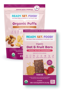 Pouch of Organic Puffs together with a box of RSF! Oat & Fruit Bars