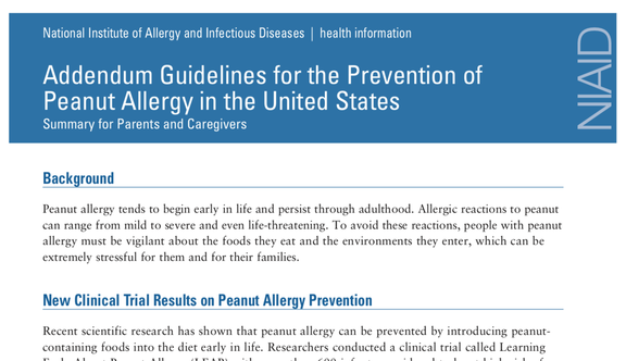 How to Follow the NIAID Guidelines on Peanut Introduction