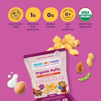 Infographic displaying Apple Cinnamon puffs ingredients and nutrition