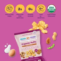 Infographic displaying PB puffs ingredients and nutrition