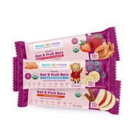 3 Fruit & Oat bar flavors fanned out on top of each other
