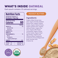 Nutritional fact panel for RSF! Peanut Butter Oatmeal