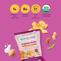 Infographic displaying Pumpkin Banana puffs ingredients and nutrition