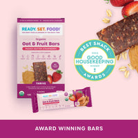 Organic Oat & Fruit Bars box with Good Housekeeping "Best Snack Awards" Seal