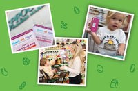 3 framed snapshots of Sprouts customers shopping for Ready. Set. Food!