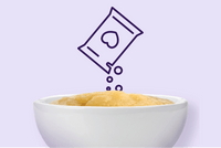 Packet of RSF pouring into bowl of oatmeal